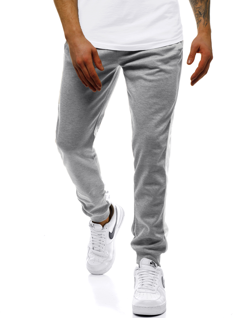 Pantalón de chándal de hombre blanco grisáceo OZONEE JS/JZ11008