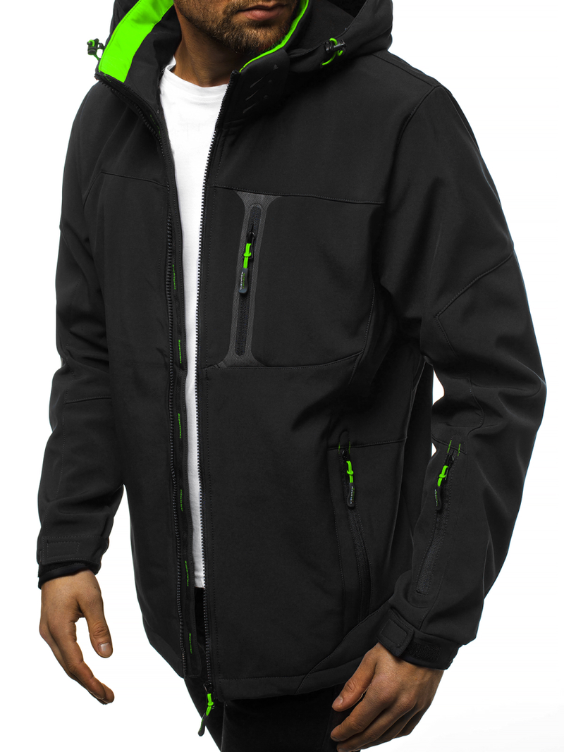 Chaqueta de hombre negra-verde OZONEE GE/12262