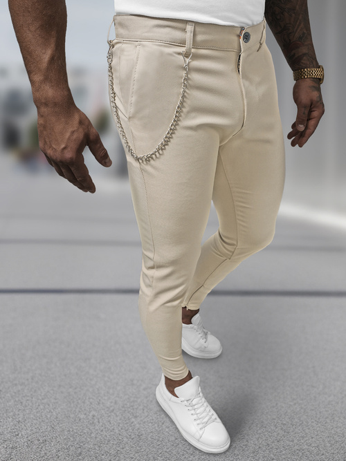 Pantalón chino de hombre beige OZONEE DJ/3300