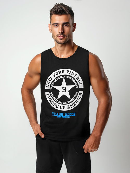 Camiseta sin mangas de hombre negra OZONEE JS/8B1721/3