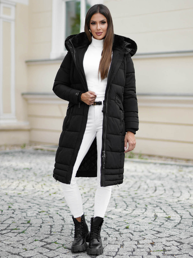 Chaqueta de mujer negra OZONEE O/W377Z