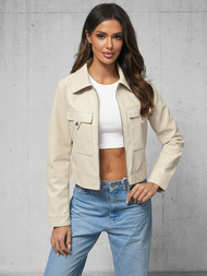 Chaqueta de cuero para mujer beige OZONEE O/G117
