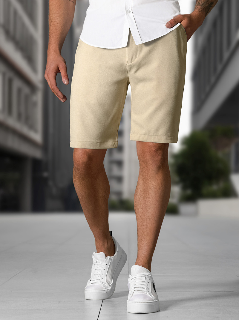 Pantalones cortos chinos de hombre beige OZONEE DJ/4400