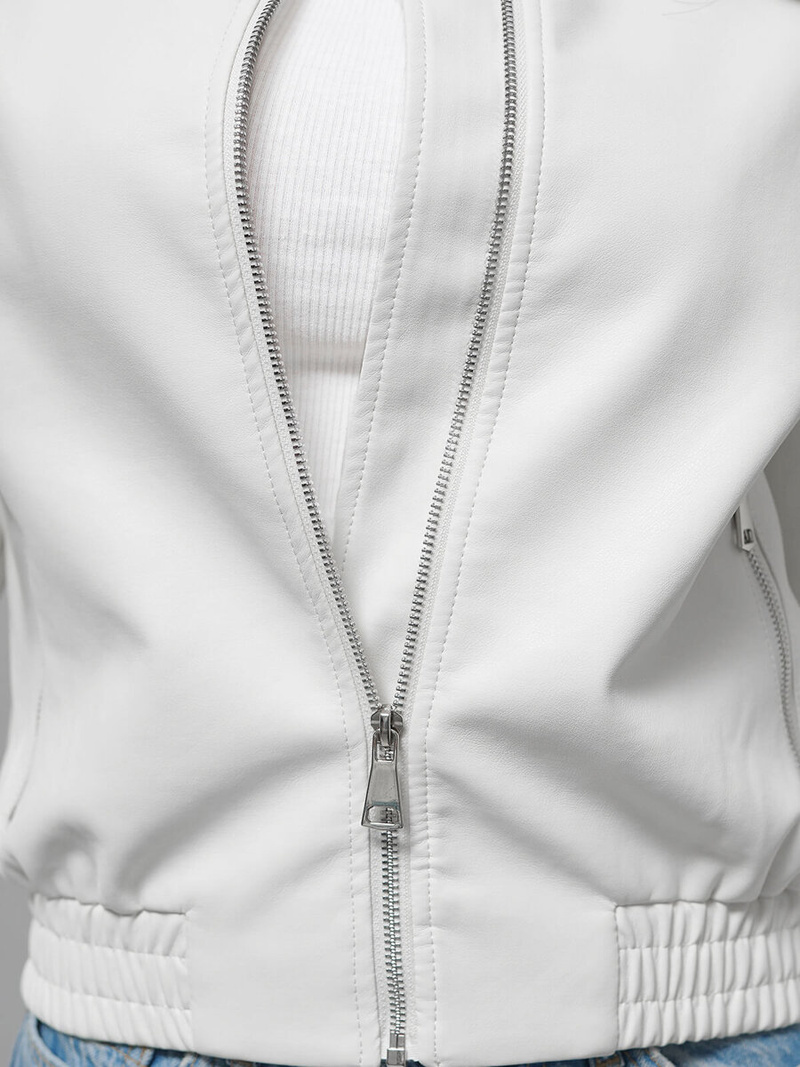 Chaqueta de cuero para mujer blanca OZONEE O/G116
