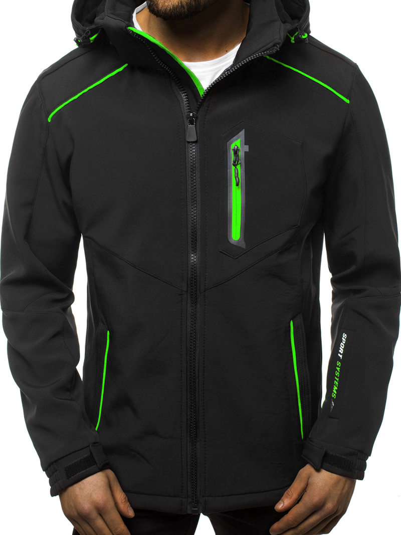 Chaqueta de hombre negra-verde OZONEE GE/12259