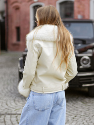 Chaqueta de cuero para mujer crudo OZONEE JS/61M8507/280