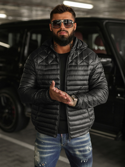 Chaqueta de hombre negra OZONEE JS/16M9328/392BZ