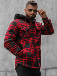 Camisa de hombre negra-roja OZONEE O/3A91/4