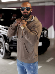 Sudadera con capucha para hombre beige oscuro OZONEE O/3C505