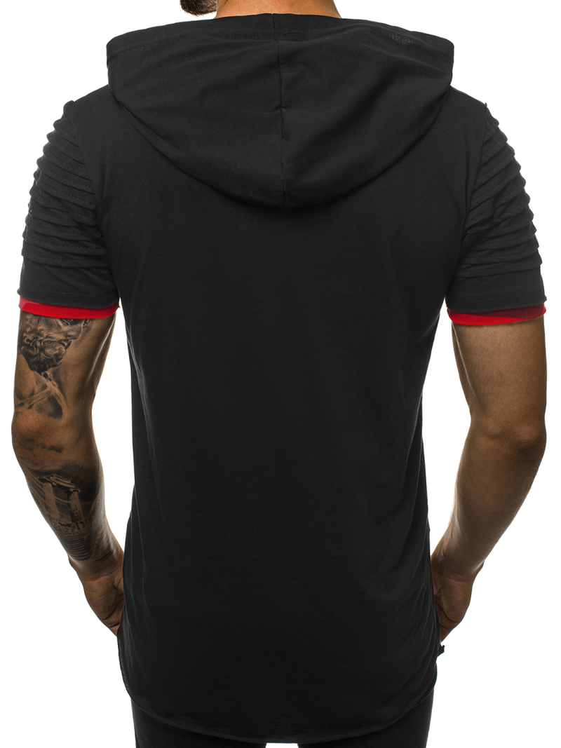 Camiseta de hombre negro-roja OZONEE O/1187XZ