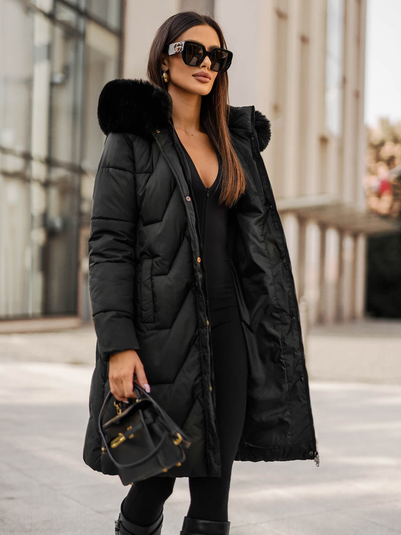 Chaqueta de mujer negra OZONEE JS/16M9202/392