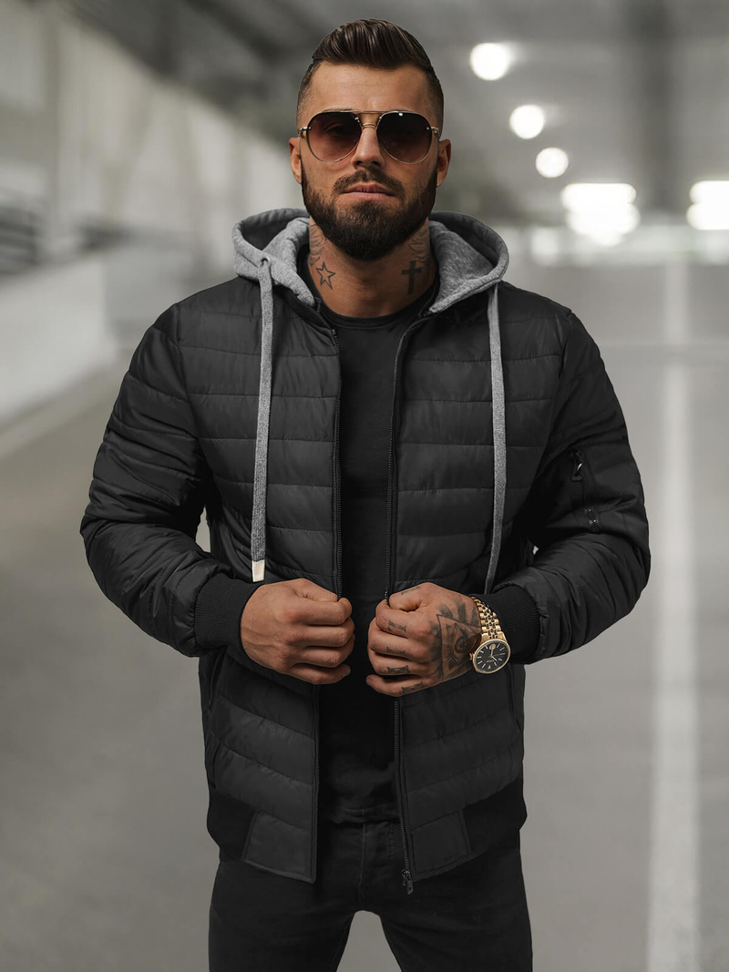 Chaqueta de hombre negra OZONEE JS/8M985/392