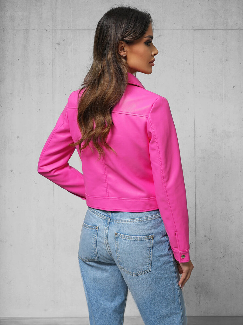 Chaqueta de cuero para mujer rosa OZONEE O/G117