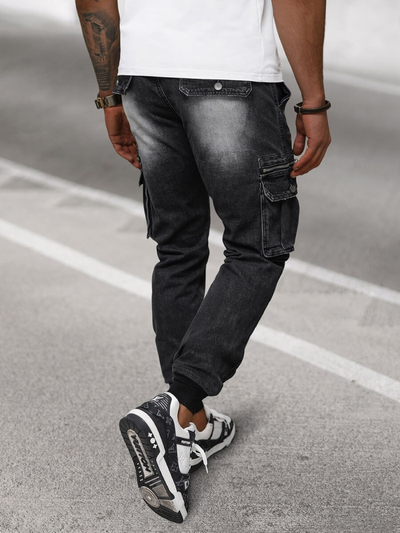 Vaqueros jogger de hombre negras OZONEE NB/MP0108N