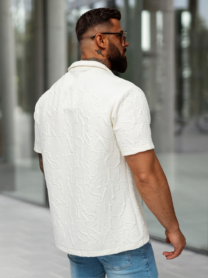 Camisa de hombre con manga corta crudo OZONEE O/B2256