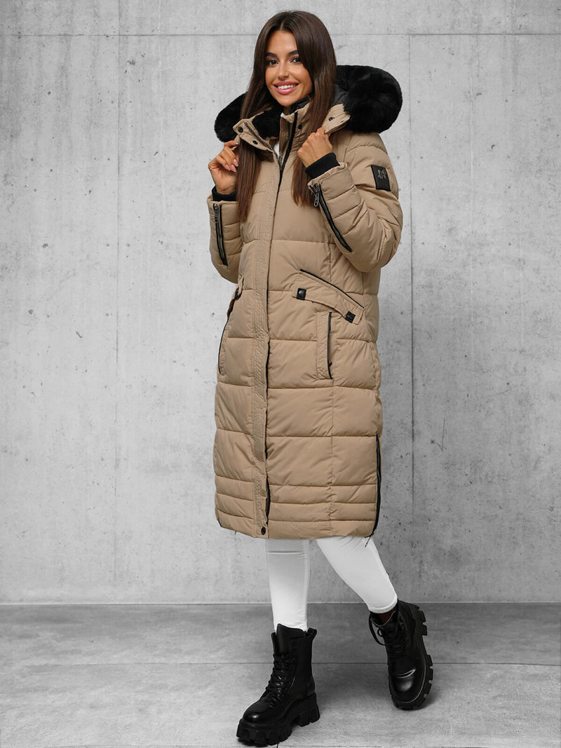 Chaqueta de mujer beige oscuro OZONEE O/W377