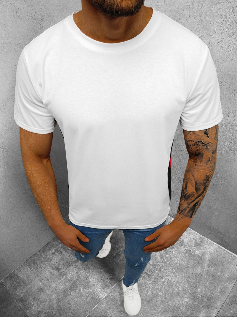 Camiseta de hombre blanco OZONEE JS/8T92/1