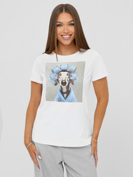 Camiseta de mujer blanco-gris OZONEE JS/YJ77726