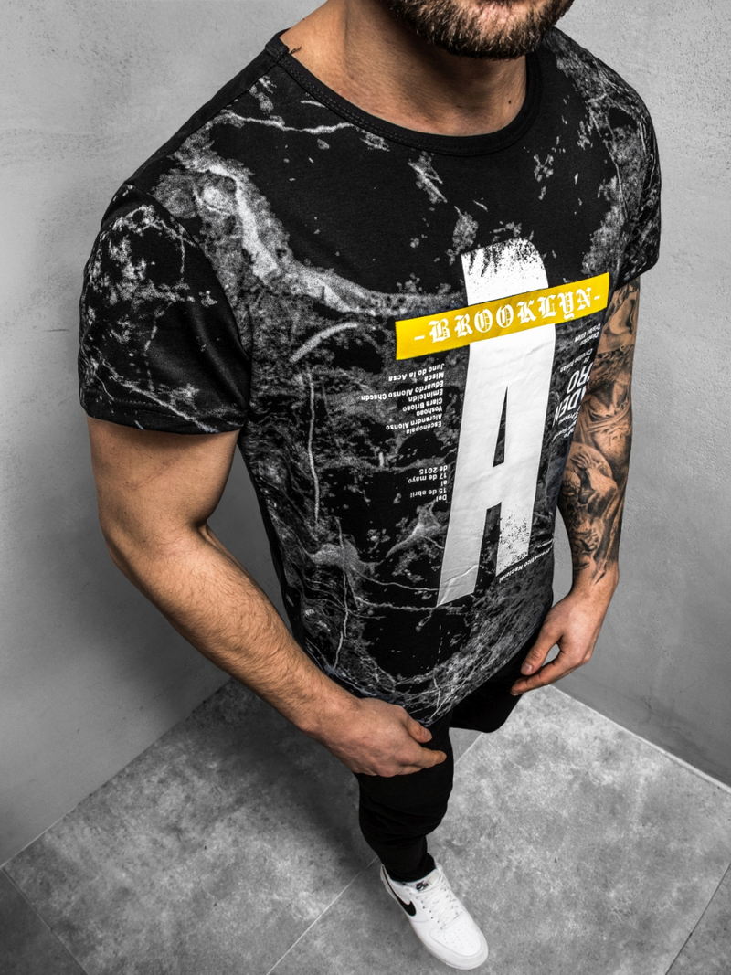 Camiseta de hombre negra OZONEE JS/SS10921Z