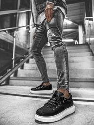 Sneakers de hombre negro-blancos OZONEE CH/021