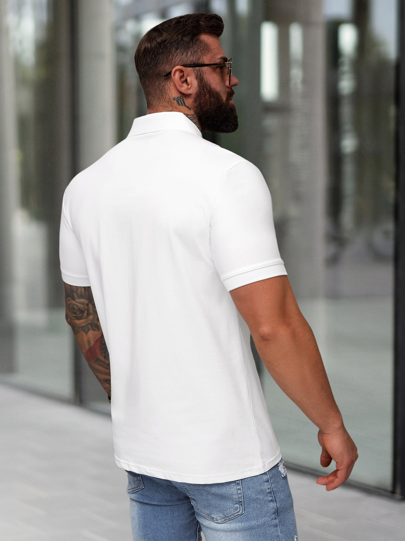 Polo de hombre blanca OZONEE NB/MT3121