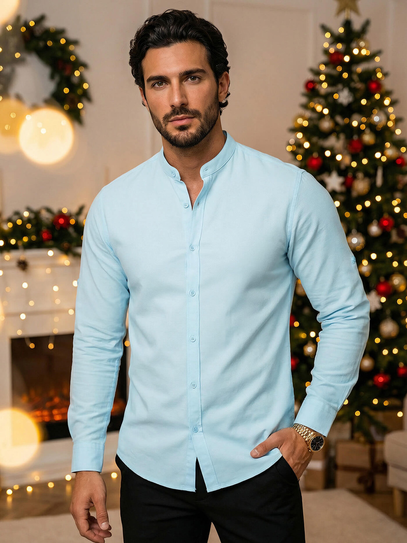 Camisa de hombre azul claro OZONEE O/V54