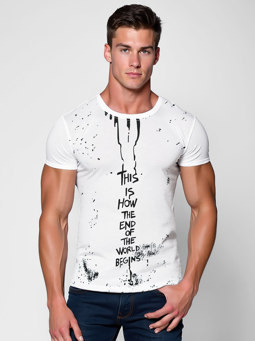 Camiseta de hombre blanca OZONEE O/8T1259/1Z