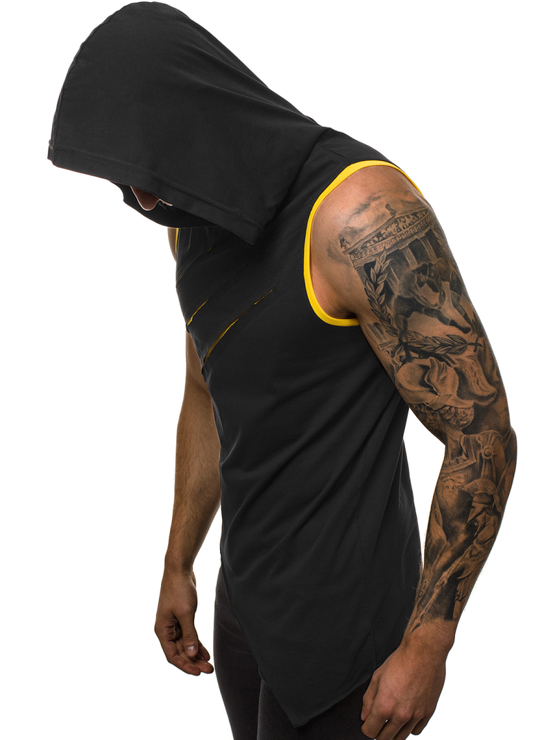Camiseta sin mangas de hombre negro-amarillo OZONEE O/1254Z