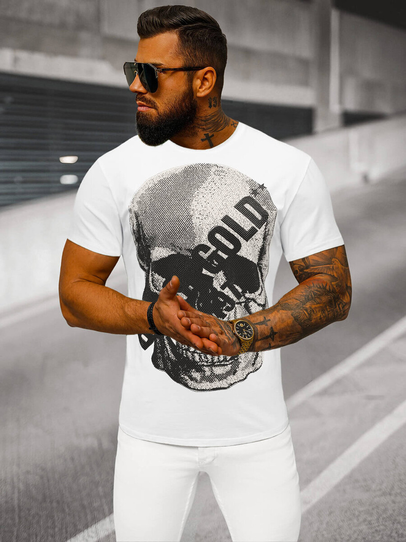 Camiseta de hombre blanco OZONEE NB/MT3038Z