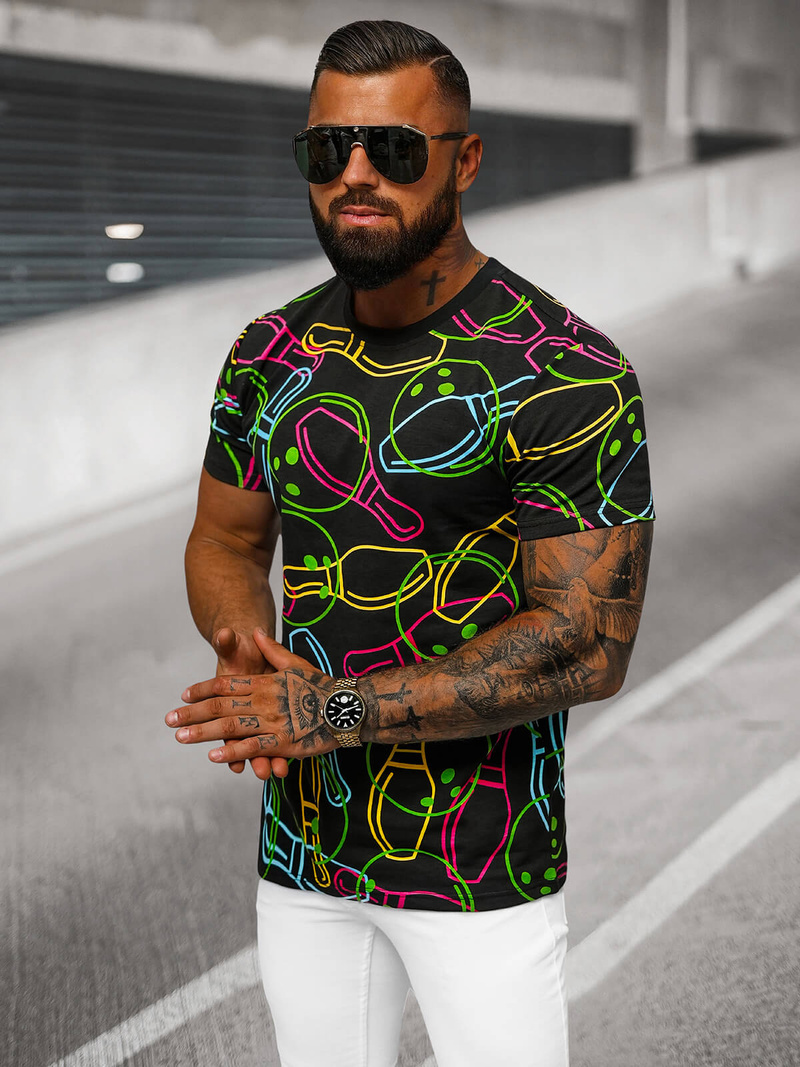 Camiseta de hombre negra OZONEE O/T1272/3