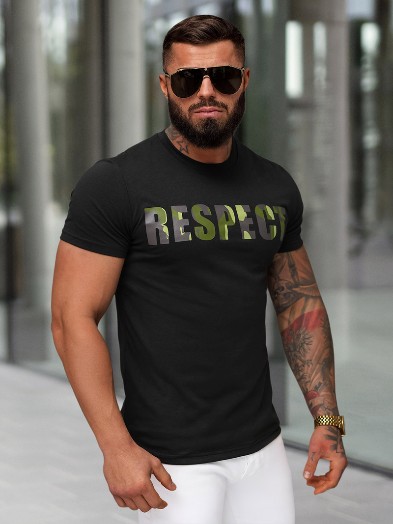 Camiseta de hombre negra OZONEE JS/8B1393/3