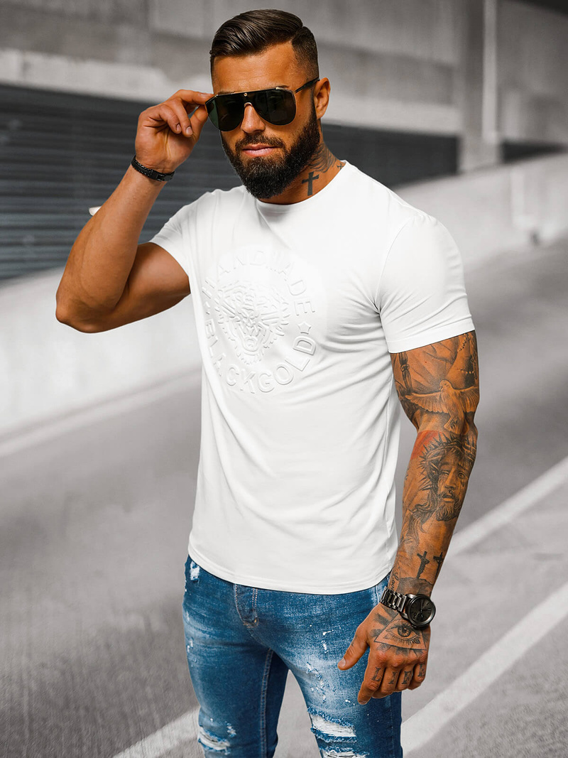 Camiseta de hombre blanco OZONEE NB/MT3056Z