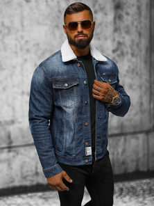 Chaqueta vaquera de hombre sherpa azul oscuro OZONEE NB/MJ516BSZ