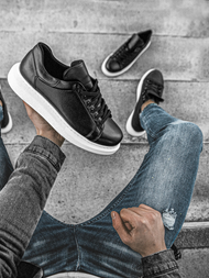 Sneakers de hombre negro-blancos OZONEE CH/257