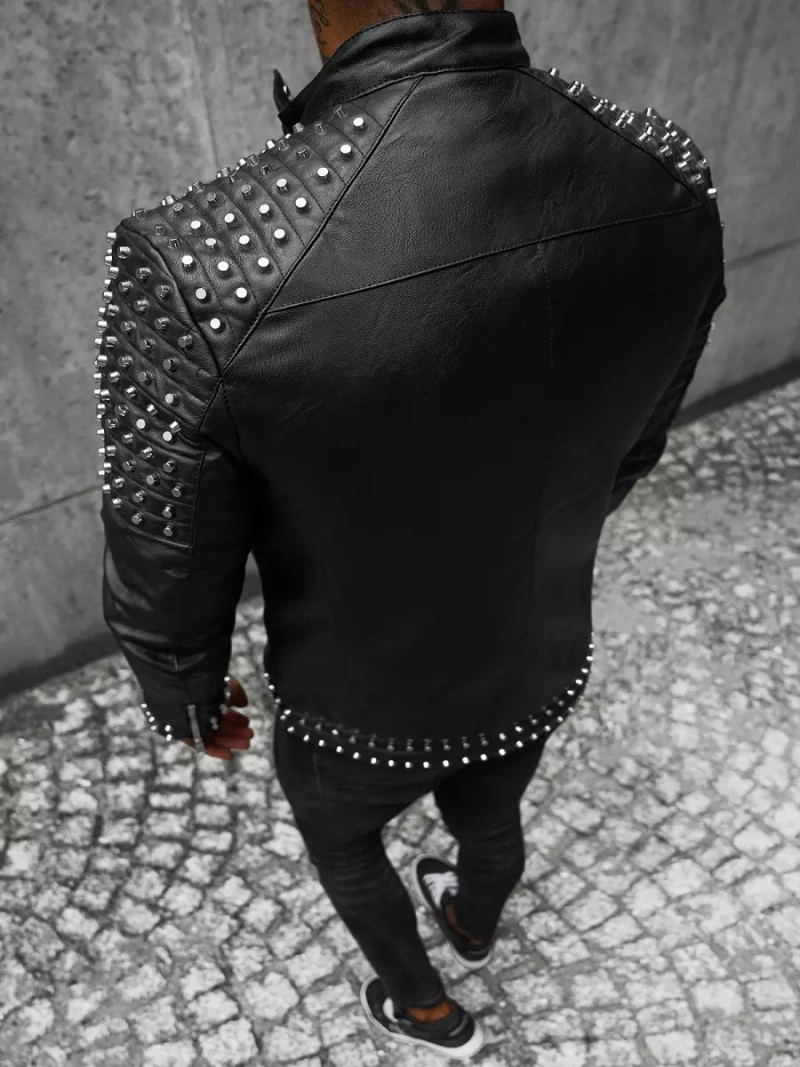 Chaqueta de cuero de hombre negra OZONEE JS/11Z8007