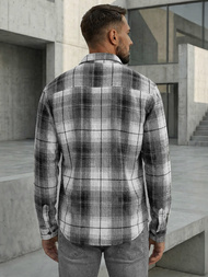 Camisa de hombre negro-blanca OZONEE NB/MC728N/4Z