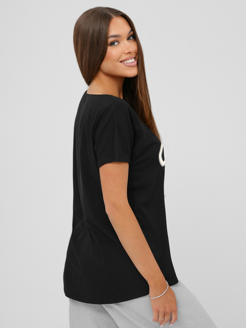Camiseta de mujer negra OZONEE JS/95T2566/3