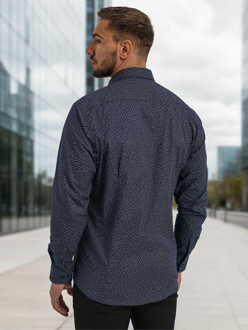 Camisa de hombre azul marino OZONEE V/V186