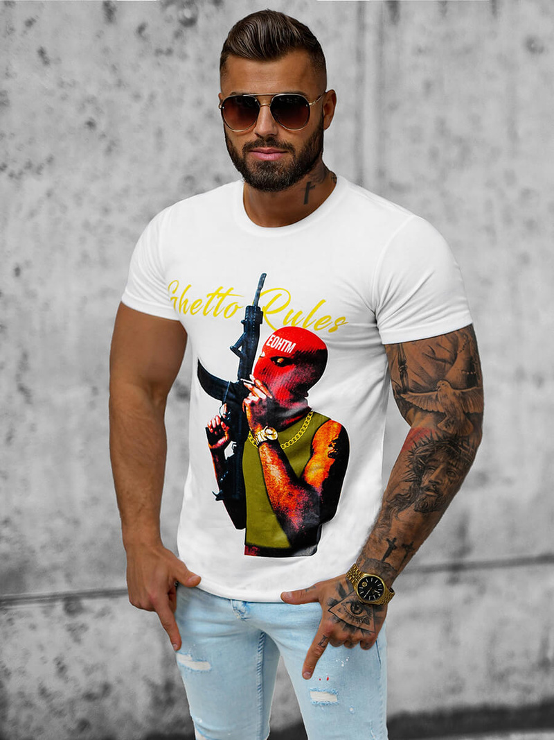 Camiseta de hombre blanca OZONEE O/T129/1