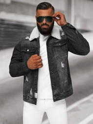 Chaqueta vaquera de hombre sherpa negra OZONEE NB/MJ502NZ