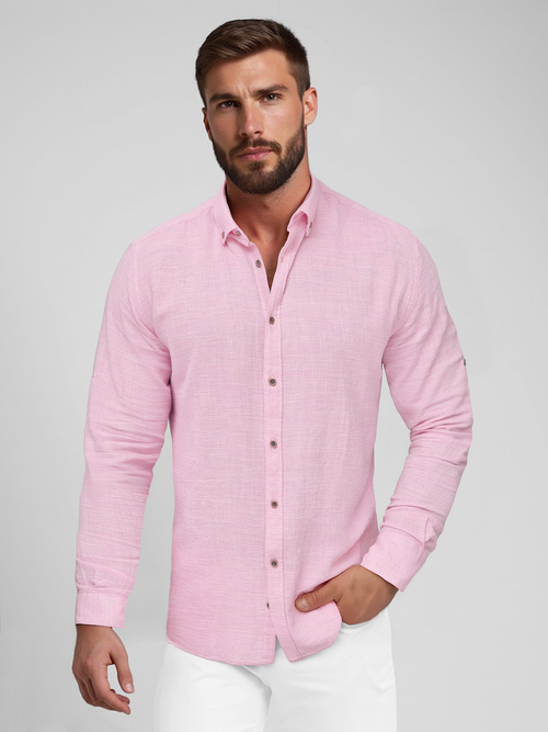 Camisa de hombre rosa claro OZONEE O/V154