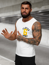 Camiseta sin mangas de hombre blanca OZONEE JS/8B1717/1Z