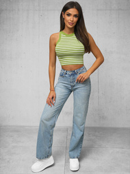 Camiseta sin mangas para mujer verde/blanco OZONEE O/JK6557