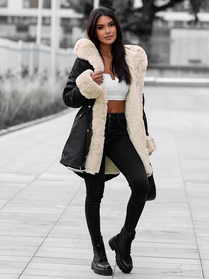 Chaqueta de mujer en negra OZONEE JS/M763/392Z