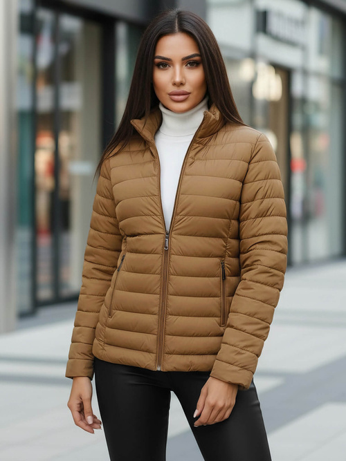 Chaqueta de mujer beige oscuro OZONEE JS/16M9109/84Z