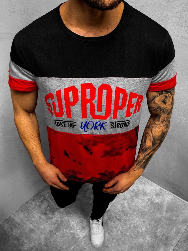 Camiseta de hombre negra OZONEE JS/KS1974Z