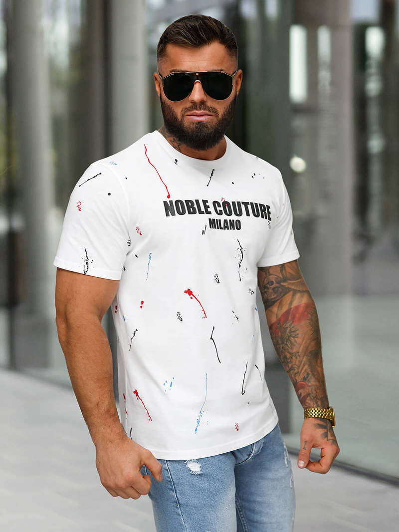 Camiseta de hombre blanco OZONEE O/MPO3443