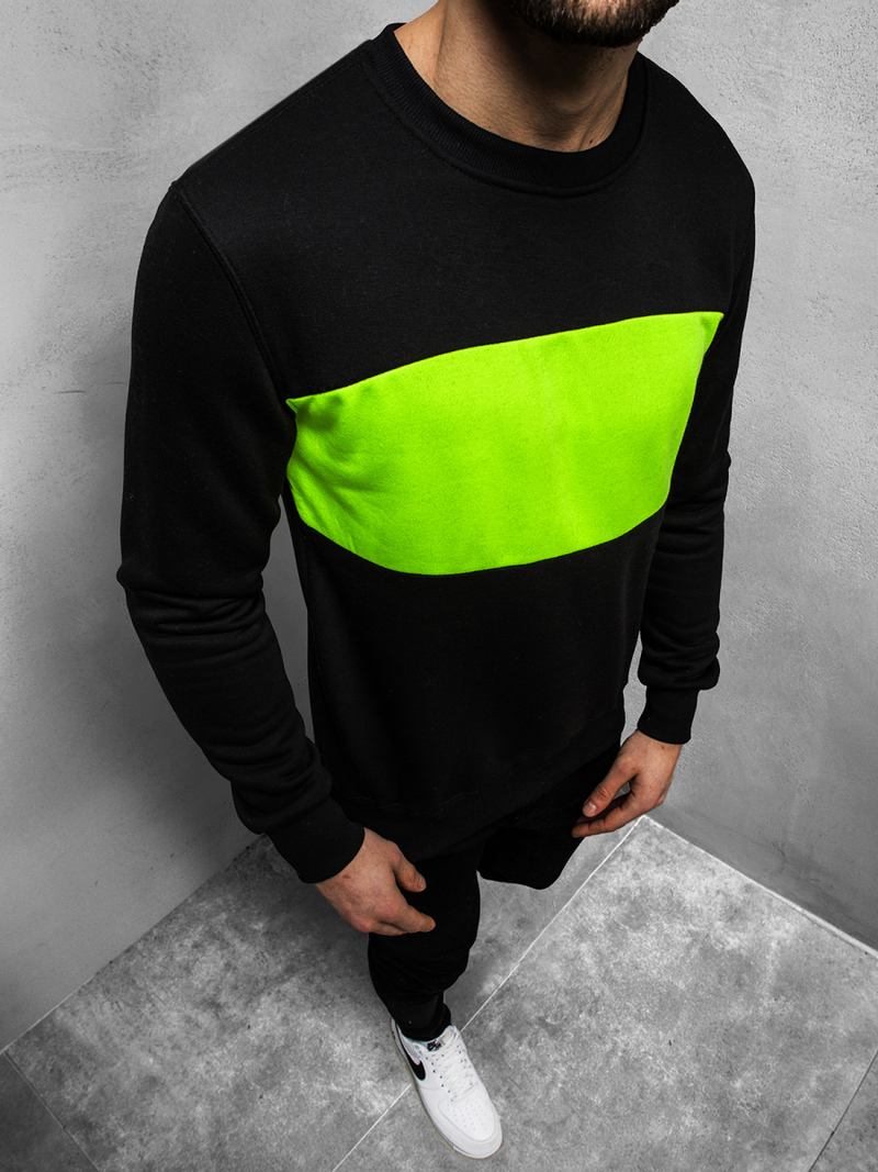 Sudadera de hombre negra-verde OZONEE JS/2010Z
