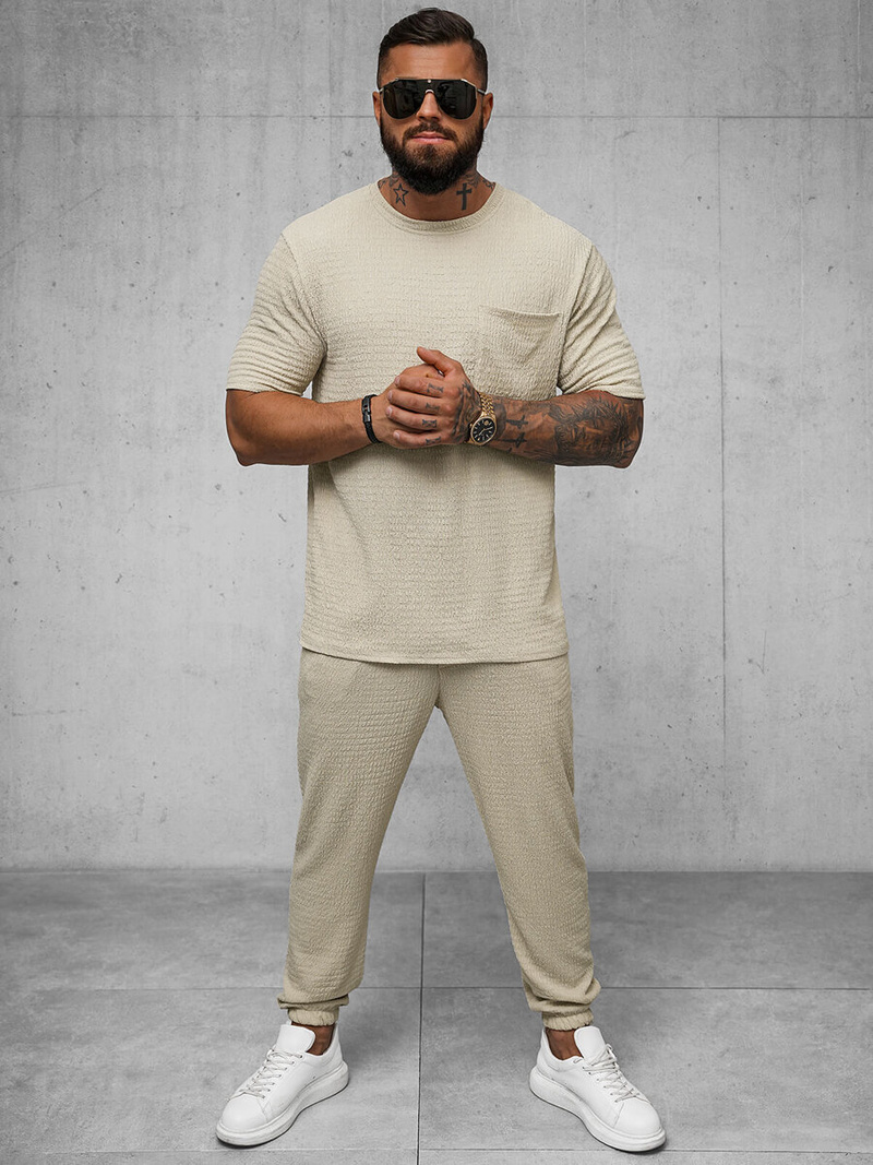 Camiseta de hombre beige OZONEE O/Y960T