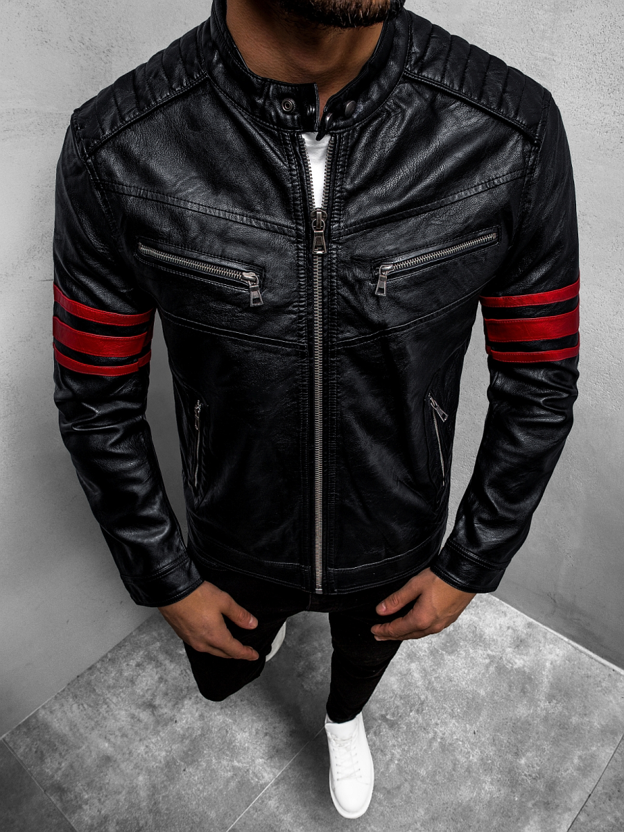 Chamarra De Cuero Roja Hombre Chamarra Biker Roja Hombre Cuadra